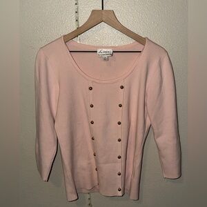 Linea by Louis Dell’Olio Blush Pink Knit Button Top Size Small